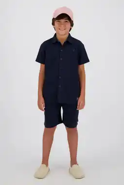 Wehkamp Vingino relaxed regularwaist casual short donkerblauw met textuur aanbieding