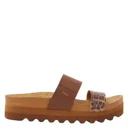 Wehkamp Reef Cushion Vista leren slippers bruin/panter aanbieding