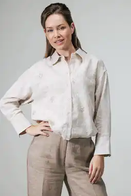 Wehkamp LabeL DOT gebloemde blouse beige aanbieding