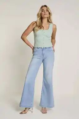 Wehkamp Para Mi highwaist flared jeans light blue denim aanbieding