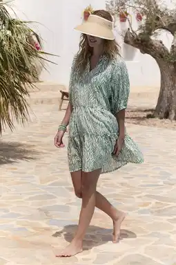 Wehkamp Barts strandjurk Adeliu groen/wit aanbieding