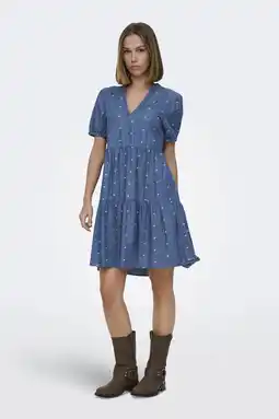Wehkamp ONLY korte jurk medium blue denim aanbieding