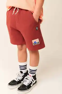 Wehkamp Tumble 'n Dry regularwaist sweatshort roodbruin met textuur aanbieding