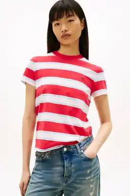 Wehkamp Tommy Jeans gestreepte T-shirt rood aanbieding