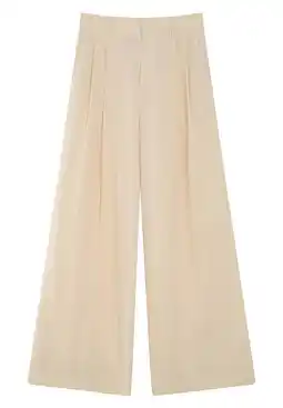 Wehkamp Grace & Mila wide leg regularwaist pantalon met krijtstreep lichtgeel aanbieding