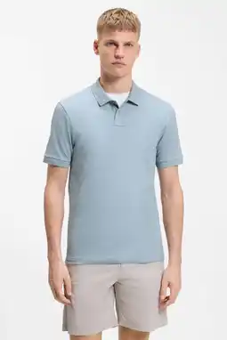 Wehkamp BOSS slim polo grijsblauw aanbieding