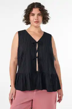 Wehkamp Zizzi a-lijn gestreepte top Plus Size - zwart aanbieding