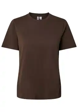 Wehkamp PIECES rechtvallend T-shirt met backprint - donkerbruin aanbieding