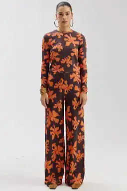 Wehkamp HARPER & YVE wide leg highwaist gebloemde broek bruin aanbieding
