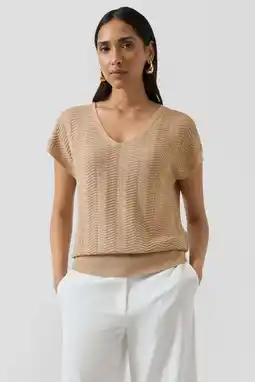 Wehkamp s.Oliver BLACK LABEL top met ingebreid patroon camel aanbieding