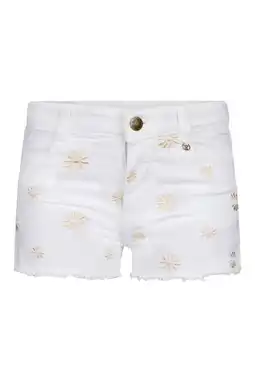 Wehkamp Retour Jeans regularwaist gebloemde denim short wit aanbieding