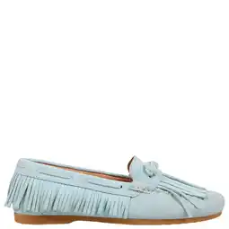 Wehkamp DWRS Parral suède leren mocassins lichtblauw aanbieding