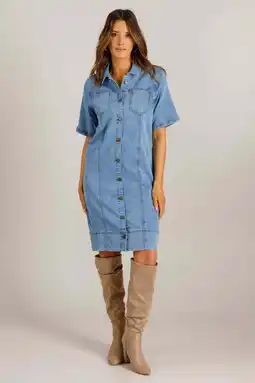 Wehkamp Ivy Beau denim spijkerjurk medium blue denim aanbieding