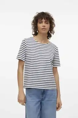 Wehkamp VERO MODA gestreepte top VMABBY ecru/marine aanbieding