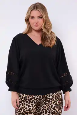Wehkamp Exxcellent blousetop zwart broderie aanbieding