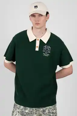 Wehkamp Prohibited oversized polo rib gebreid donkergroen aanbieding