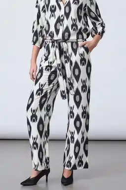 Wehkamp SisterS Point loose fit broek met ceintuur en print - ecru aanbieding