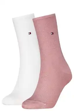 Wehkamp Tommy Hilfiger sokken met logo - roze/wit (set van 2) aanbieding