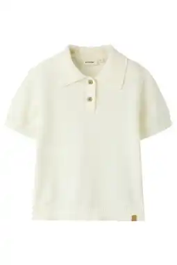 Wehkamp LIL' ATELIER MINI polo fijn gebreid ecru aanbieding