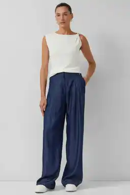Wehkamp s.Oliver BLACK LABEL wide leg highwaist broek marineblauw aanbieding