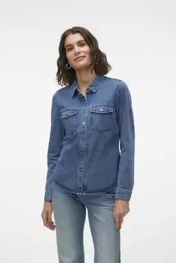 Wehkamp VERO MODA denim blouse VMJENNIE medium blue denim aanbieding