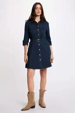Wehkamp Morgan denim A-lijn jurk dark blue denim aanbieding