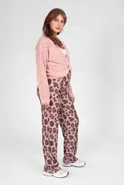Wehkamp LOVE2WAIT straight highwaist zwangerschaps casual broek met panterprint bruin aanbieding