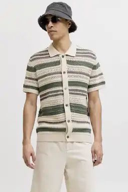 Wehkamp JACK & JONES PREMIUM regular gestreept casual overhemd gebreid groen aanbieding