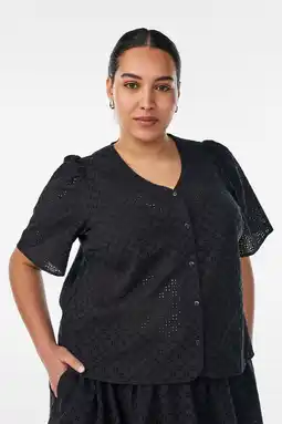 Wehkamp Zizzi broderie blouse Plus Size - zwart aanbieding
