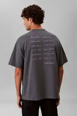 Wehkamp CALVIN KLEIN JEANS relaxed T-shirt met backprint grijsblauw aanbieding