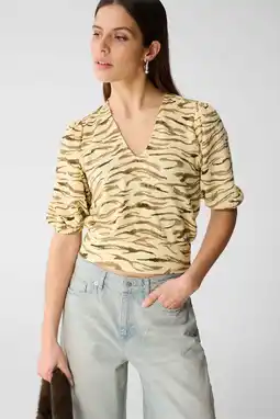 Wehkamp Shoeby top met zebraprint lichtgeel aanbieding
