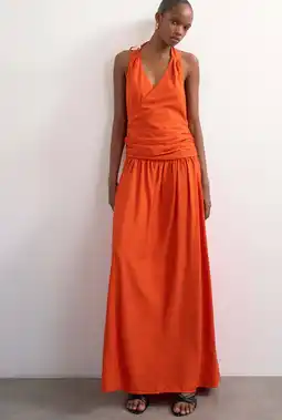 Wehkamp TOPSHOP viscose maxi zomerjurk met plooien - oranje aanbieding