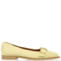 Wehkamp DWRS Port Vila suède leren loafers met siergesp lichtgeel aanbieding