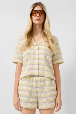 Wehkamp QS regular fit gestreepte blouse - geel aanbieding