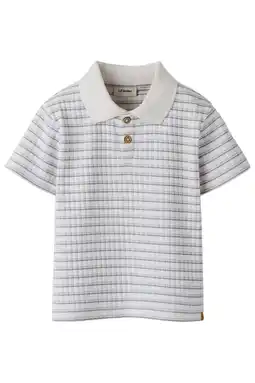 Wehkamp LIL' ATELIER MINI gestreepte polo gebreid ecru aanbieding