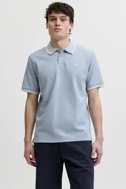 Wehkamp JACK & JONES ESSENTIALS regular polo met textuur lichtblauw aanbieding
