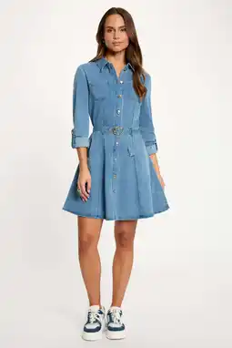 Wehkamp Morgan denim A-lijn jurk medium blue denim aanbieding