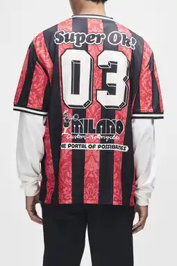 Wehkamp Deus Ex Machina oversized gestreept T-shirt met backprint rood aanbieding