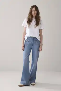 Wehkamp Summum highwaist bootcut jeans light blue denim aanbieding