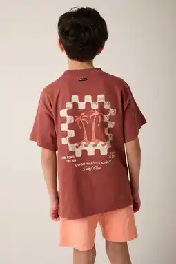 Wehkamp Tumble 'n Dry T-shirt met backprint roodbruin aanbieding