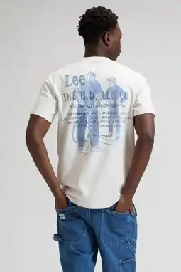 Wehkamp Lee relaxed T-shirt met backprint ecru aanbieding