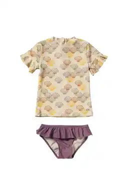 Wehkamp Salted Stories zwemshirt + bikinibroekje ecru/paars aanbieding