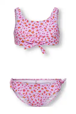 Wehkamp KIDS ONLY GIRL crop bikini met panterprint lila/oranje aanbieding