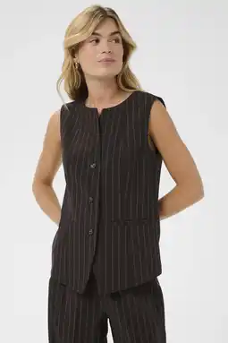 Wehkamp Saint Tropez gilet met krijtstreep donkerbruin aanbieding