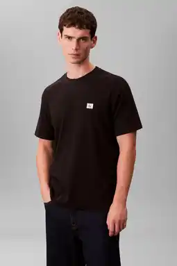 Wehkamp CALVIN KLEIN JEANS regular T-shirt met textuur zwart aanbieding