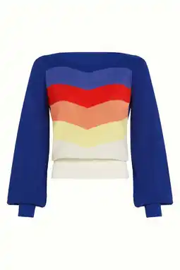 Wehkamp King Louie gestreepte gebreide trui blauw aanbieding