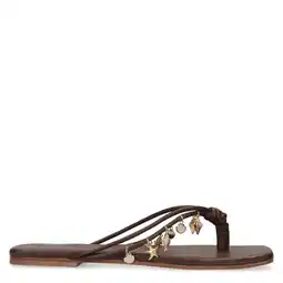 Wehkamp Sacha leren teenslippers bruin aanbieding