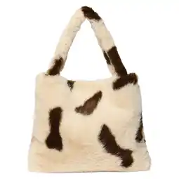 Wehkamp Studio Noos luiertas Faux Fur Cow ecru/brown aanbieding