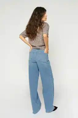 Wehkamp Mos Mosh highwaist wide leg jeans medium blue denim aanbieding
