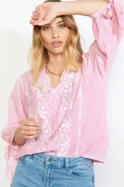 Wehkamp LOLALIZA gestreepte blouse roze aanbieding